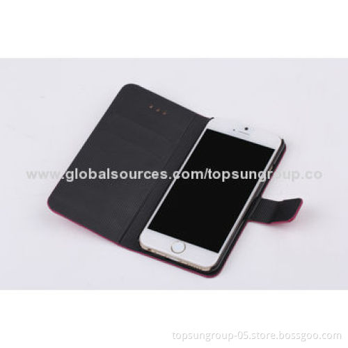 PU Leather Flip Case for iPhone 6, Good Quality Wire Drawing, with Card Slots and Stand Function